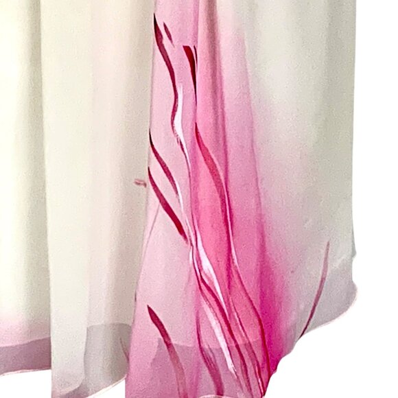 Beaded Custom Pageant Cocktail White Pink Chiffon Dress Beaded Bodice Size S - Picture 6 of 10